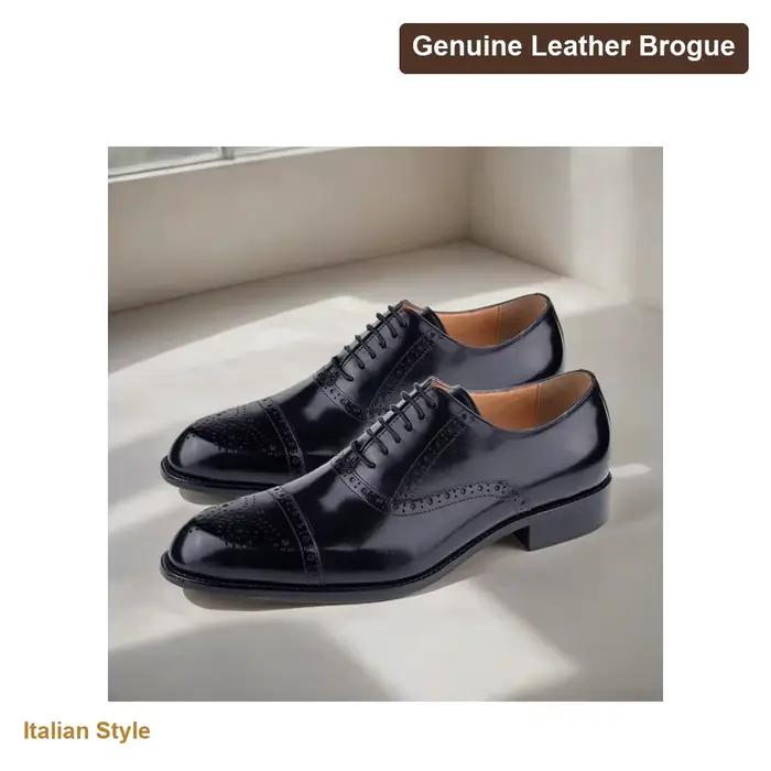 Chaussures de mariage Oxford en cuir véritable italien pour homme