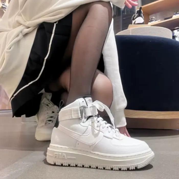 Nike Air Force 1 Utility 2.0 High Cool Street Chaussures de skateboard pour femme semelle épaisse antidérapante polyestère et cuir classiques usure résistance confort urbain