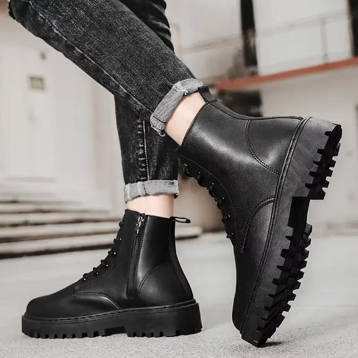 Chaussures décontractées pour hommes bottines classiques à talons bas bottes courtes mi haut marche conduite
