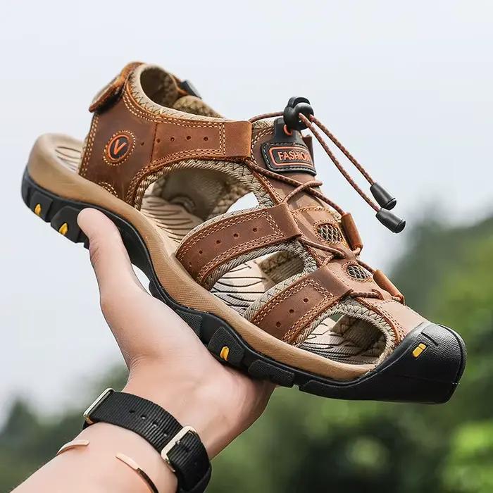 Sandales Homme 2026 en Cuir Véritable – Chaussures Décontractées pour Hommes