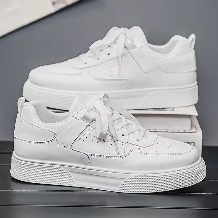 LOEIKAN Baskets décontractées blanches pour hommes | Chaussures de skate légères à tige basse