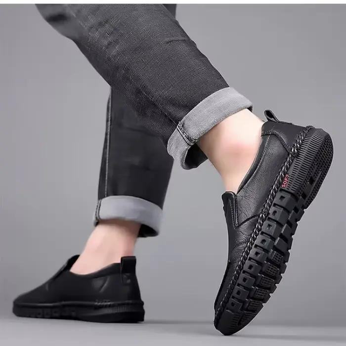 Chaussures homme en cuir véritable cousues à la main bout rond décontractées pour occasions formelles et loisirs printemps automne
