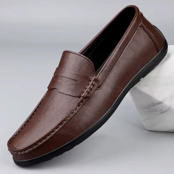 Mocassins en cuir véritable pour hommes