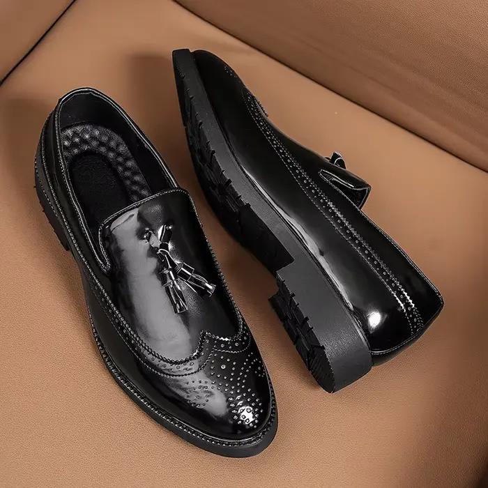 Hommes en cuir verni sculpture richelieu mocassins affaires mariage Banquet tenue décontractée chaussures classique