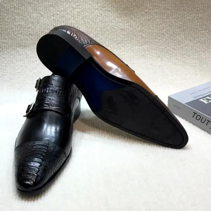 Chaussures de moine marron faites à la main pour hommes