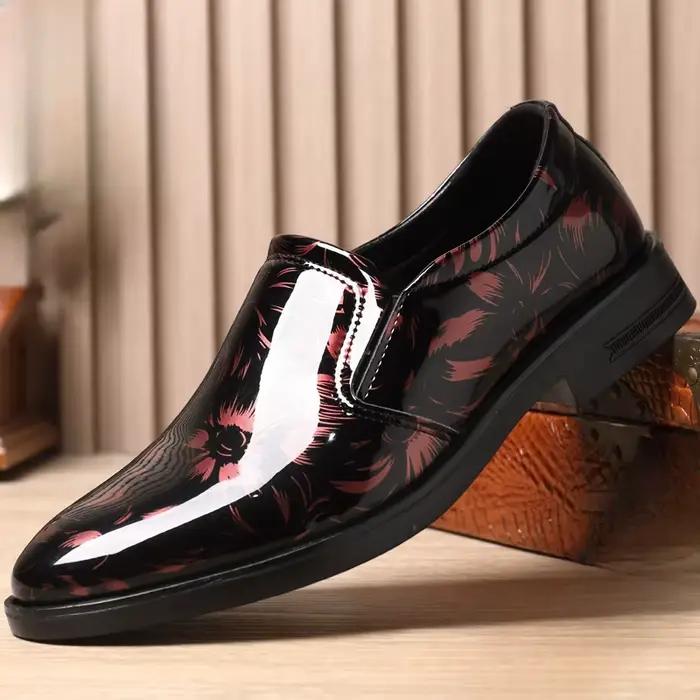 202 Nouvelles Chaussures en Cuir pour Hommes à Motif Floral