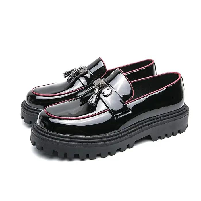 Chaussures provoqué à plateforme classiques britanniques pour hommes