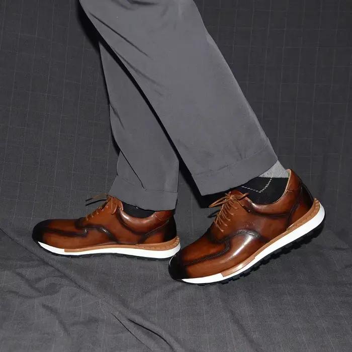 Baskets Décontractées en Cuir Véritable pour Hommes Occasions Spéciales Automne Hiver Mode Européenne