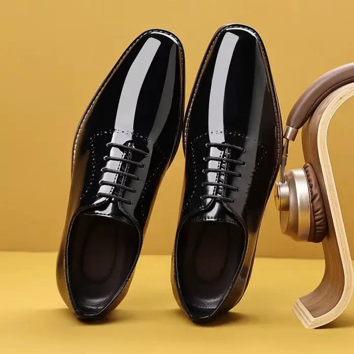 Chaussures Oxford de luxe en cuir verni pour hommes