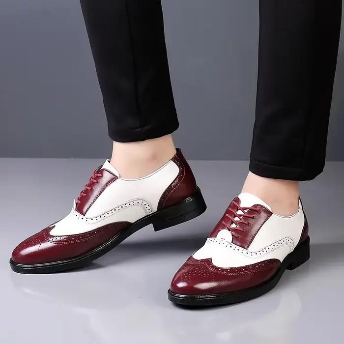 Chaussures Brogue de luxe pour hommes Oxford élégantes à bout pointu en cuir pour bureau et carrière ocassions spéciales mariage