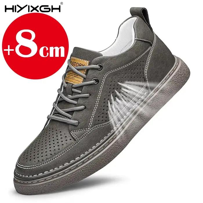 Chaussures pour hommes rehaussantes en cuir véritable 6/8cm