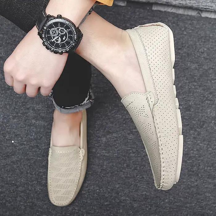 Mocassins d'été en cuir véritable pour homme, chaussures de conduite plates et décontractées, grande taille 45 46 47, de haute qualité