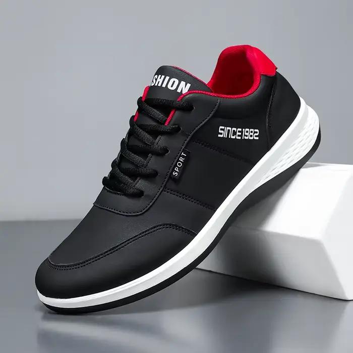 Nouveaux hommes chaussures de sport course formation confortable dessus en cuir à lacets