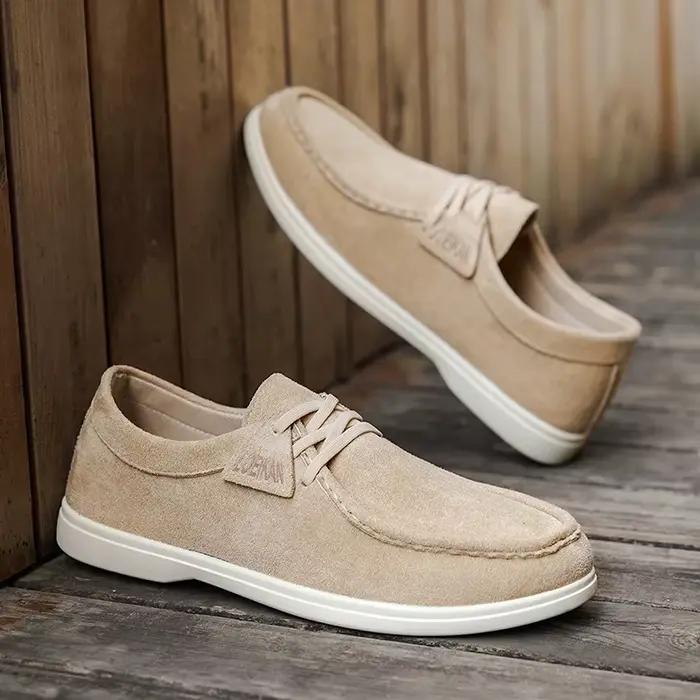 Mocassins en daim pour hommes, chaussures décontractées à enfiler, souples et plates, confortables pour la conduite et la marche, 2 couleurs