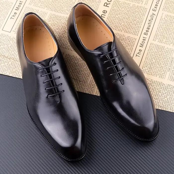 Chaussures en cuir pour hommes, chaussures Oxford décontractées faites à la main, de haute qualité, pour le travail et le bureau, pour Gentalman, confortables à lacets