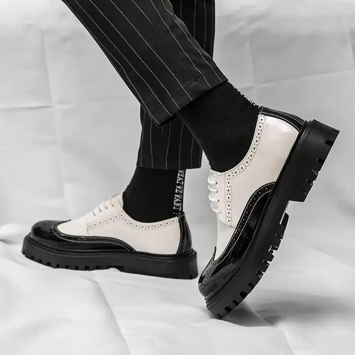 Marque de luxe richelieu chaussures pour hommes blanc à semelles épaisses décontracté Style britannique confortable