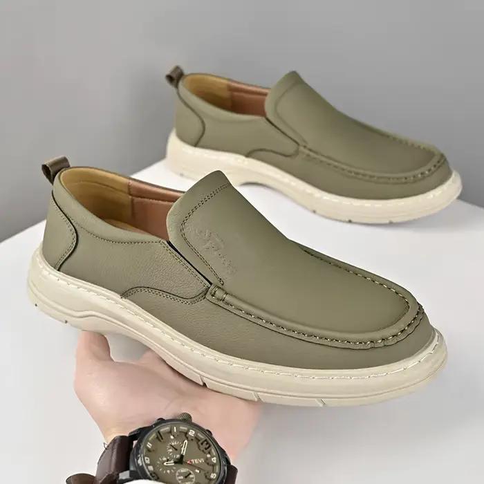 Nouvelles Chaussures en Cuir Souple de Designer 2026 pour Hommes – Mocassins Décontractés et Élégants de Couleur Unie pour le Printemps et l'Automne