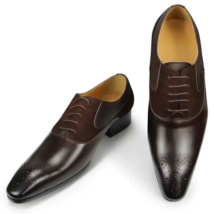 Chaussures Oxford en cuir marron pour hommes