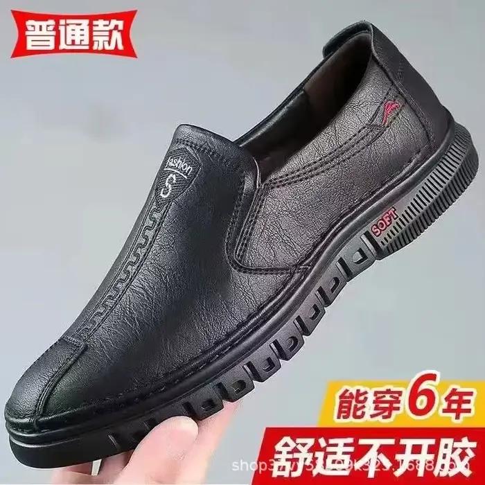 Chaussures en cuir pour hommes mocassins souples antidérapants respirant