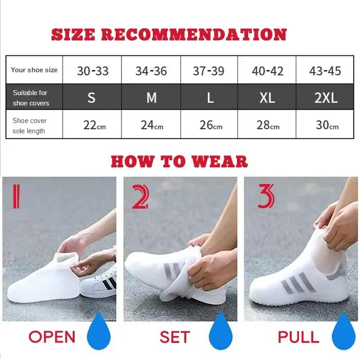 Couvre-chaussures imperméables en silicone, couvre-bottes de pluie montantes, surchaussures antidérapantes unisexe en caoutchouc résistant à l'eau pour jours de pluie
