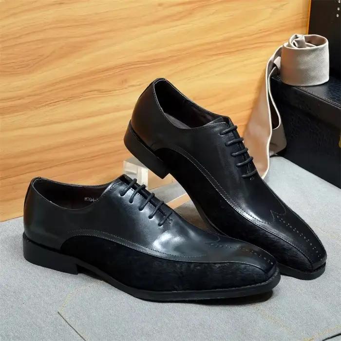 Oxford – chaussures italiennes en cuir véritable pour hommes