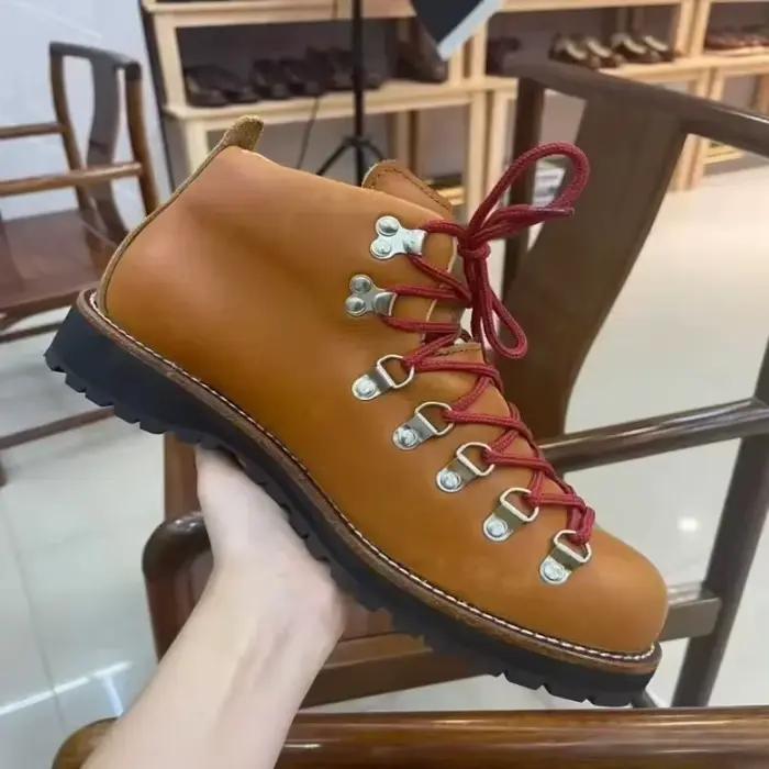 Bottines vintage en cuir pour hommes – Chaussures d'alpinisme rétro