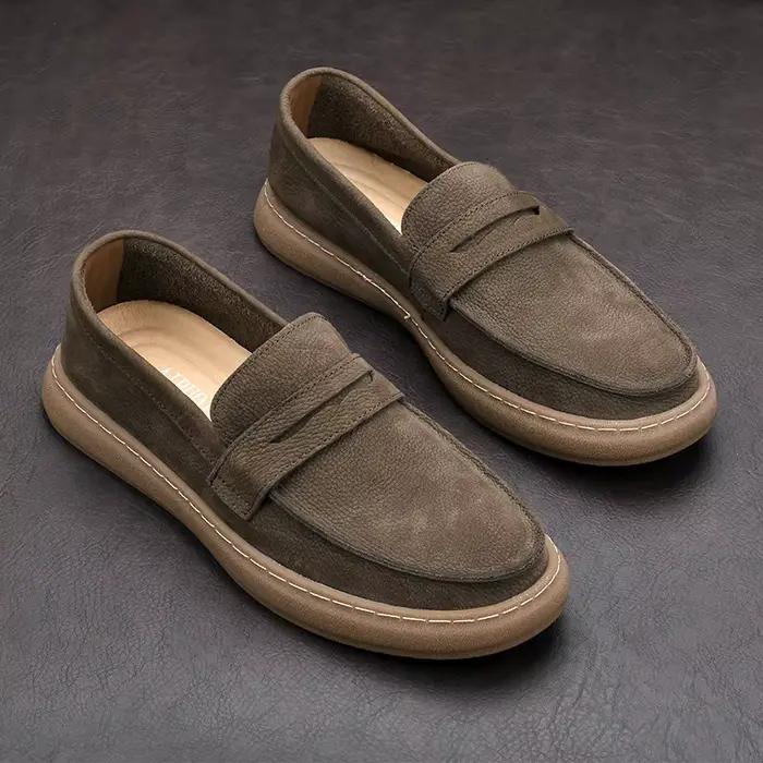 Mocassins d'affaires décontractés en cuir véritable italien pour hommes