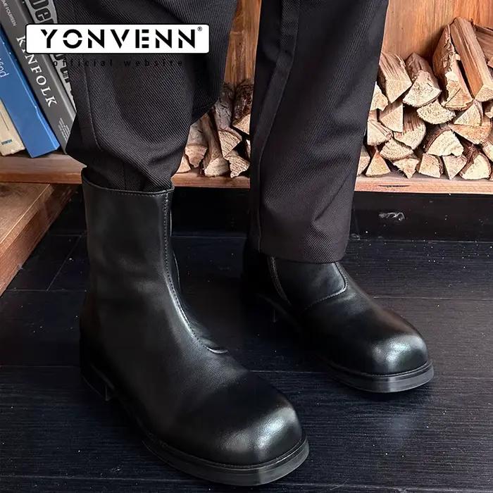 Chelsea bottes en cuir hommes semelle intermédiaire minimaliste style britannique texture haut de gamme noir véritable