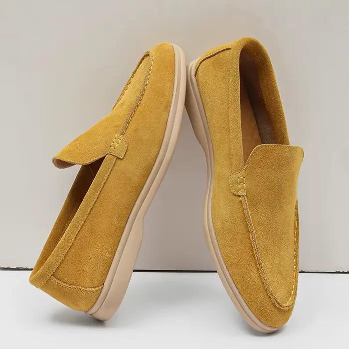 Hommes classique Style britannique mocassins mocassins vache daim en cuir véritable mode hommes chaussures décontractées hommes en plein air conduite appartements