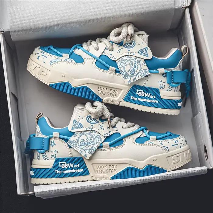 1 paire de baskets décontractées pour hommes, élégantes et confortables, adaptées à toutes les saisons, design géométrique, idéales pour la marche en plein air.