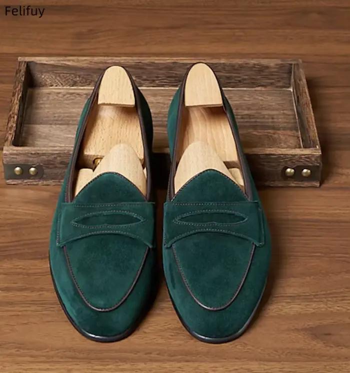 Mocassins en cuir véritable suédé marron beige pour hommes
