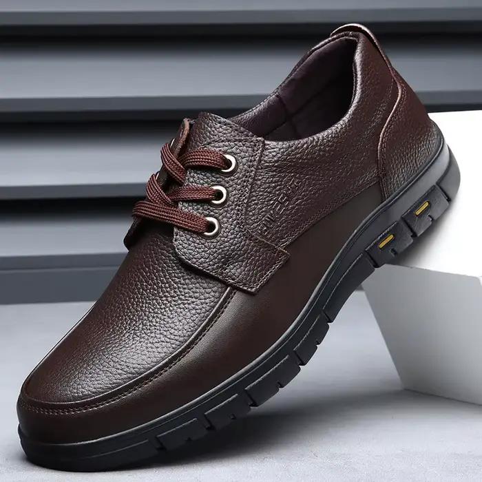 Chaussures décontractées en cuir véritable pour hommes, semelle souple, mocassins légers, augmentation de la hauteur, imperméables, confort maximal pour papa et grands-pères