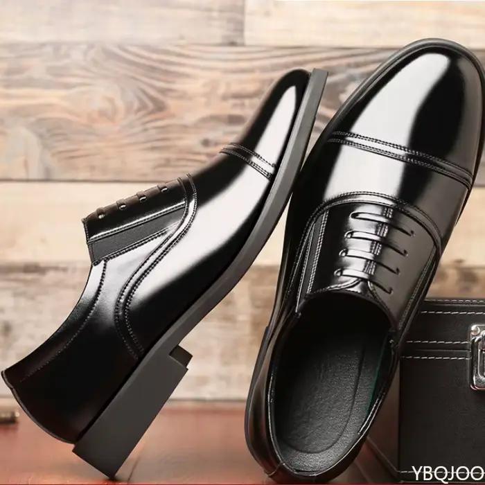 Chaussures d'affaires en cuir à bout rond pour hommes