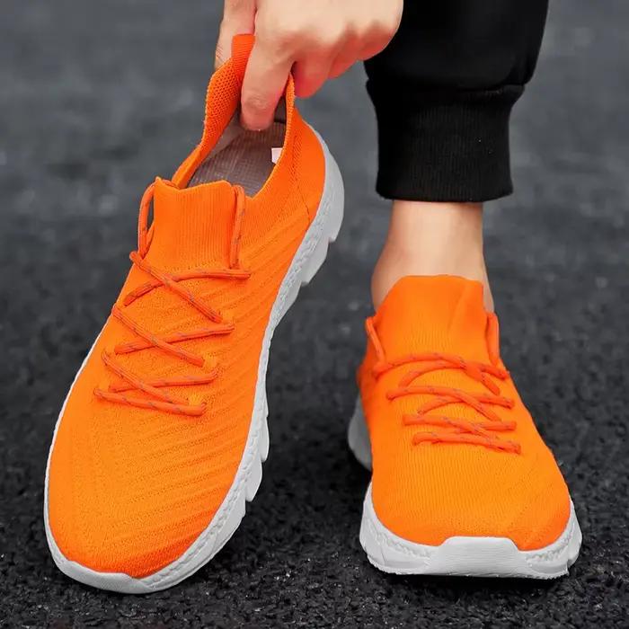 Baskets Orange pour hommes, nouvelles chaussures de sport pour hommes, chaussures de course légères et respirantes pour chaussures basses et décontractées simples