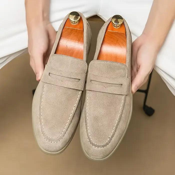 Chaussures pour homme en cuir suédé rétro de créateur