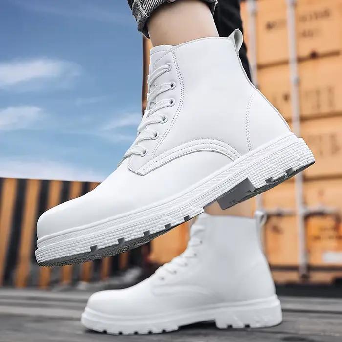 Bottes de cowboy en cuir blanc pour hommes
