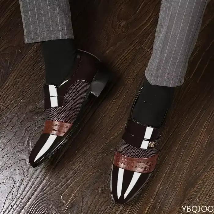 Chaussures provoqué en cuir à enfiler pour hommes