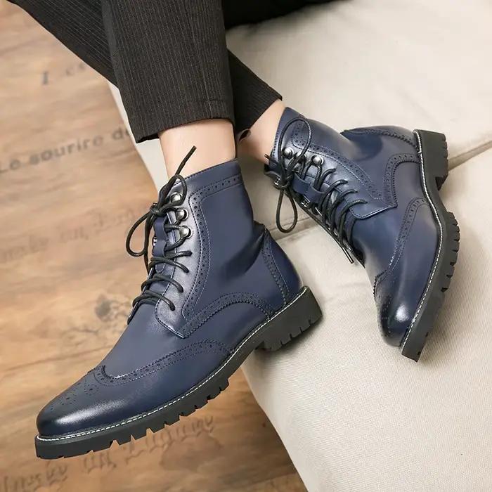 Bottes brogue Mayba en cuir artificiel pour hommes, décontractées et confortables, idéales pour le printemps et l'automne, disponibles en différentes tailles et couleurs