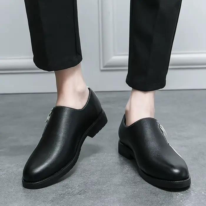 Chaussures habillées en cuir noir et blanc pour hommes