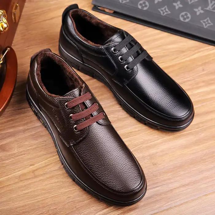 Chaussures décontractées en cuir véritable pour hommes, semelle souple, mocassins légers, augmentation de la hauteur, imperméables, confort maximal pour papa et grands-pères