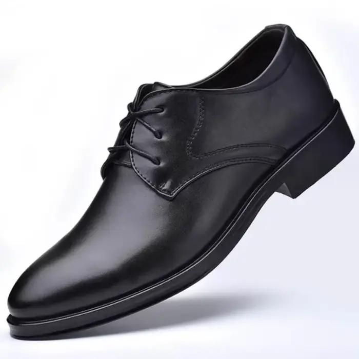 Chaussures formelles en cuir noir pour hommes occasionnels mariage fête bureau grandes tailles pointu bout à lacets