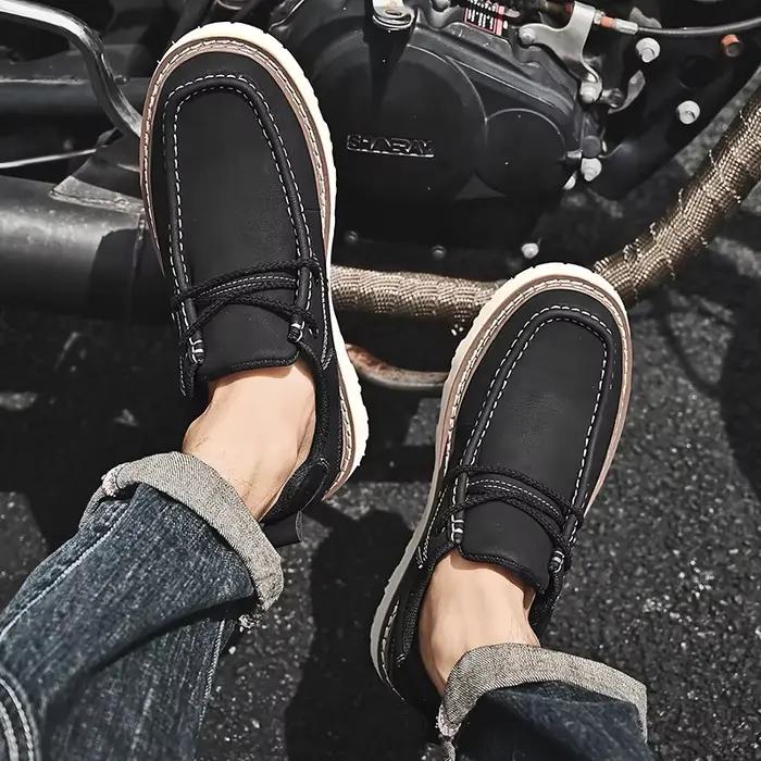 Chaussures de travail tendance pour hommes, à lacets, confortables, plates, style Oxford, rétro britannique, décontractées, à semelle épaisse et rehaussée