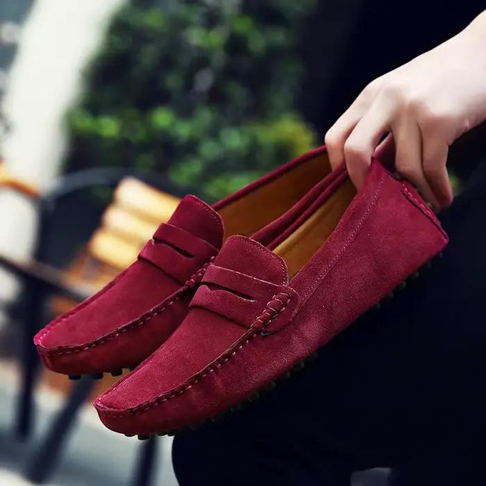 Mocassins en cuir véritable pour hommes, chaussures plates légères, mocassins de conduite, haute qualité, vente chaude, printemps et été, marque