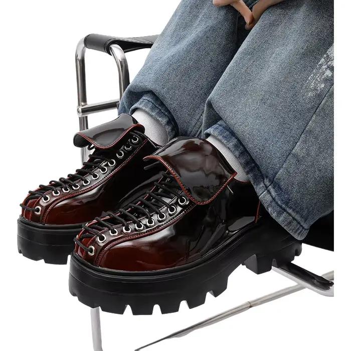 Chaussures Derby à bout rond homme ultra-cuir confort semelle épaisse caoutchouc pointure 38-46 occassions professionnelles et décontractées
