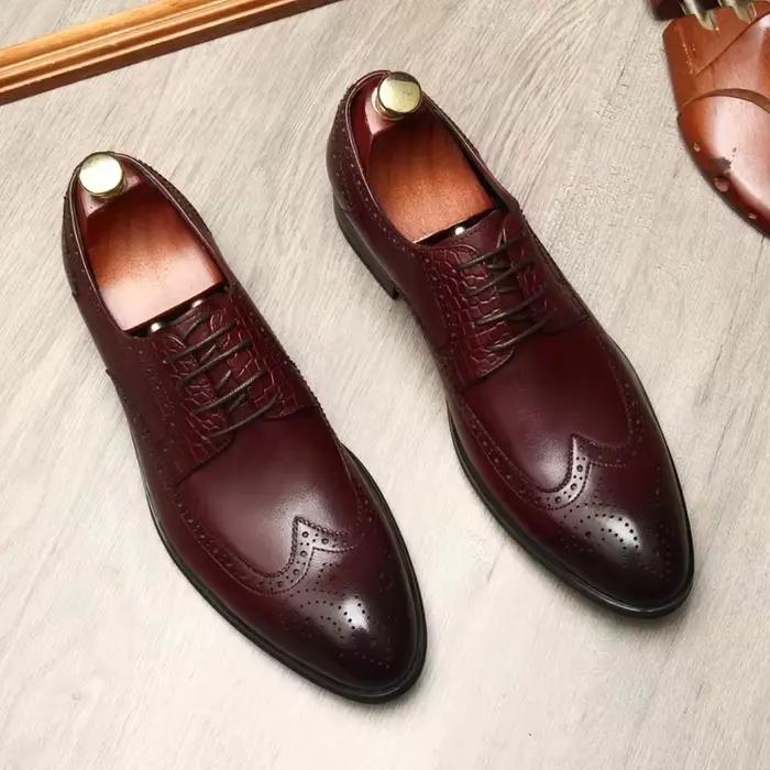 Chaussure formelle homme, à lacets anglais, respirante, en peau de vache. Bullock, pour le travail, taille 46, chaussures de mariage