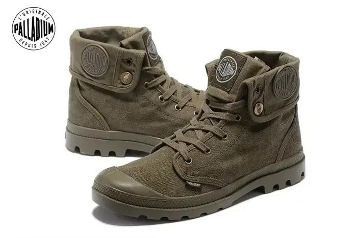 Original PALLADIUM Pallabrouse vert baskets tourner hommes femmes vêtements de travail bottines toile chaussures