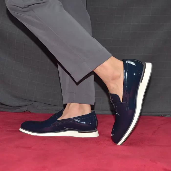 Chaussures Penny Loafer Décontractées de Luxe pour Homme, 5 Couleurs, en Cuir Verni Haut de Gamme, Mocassins Plats à Enfiler pour Affaires