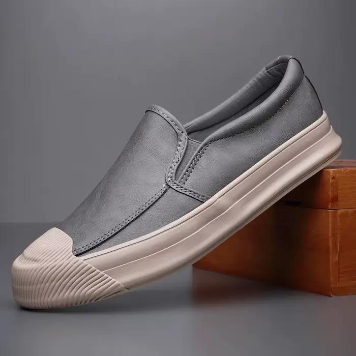 Plimsoll-Baskets Plates Décontractées en Cuir pour Homme