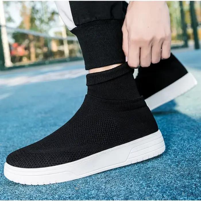Chaussures chaussettes homme printemps 2026 respirantes en maille aérée baskets décontractées montantes haut talon sportives confortables pour homme