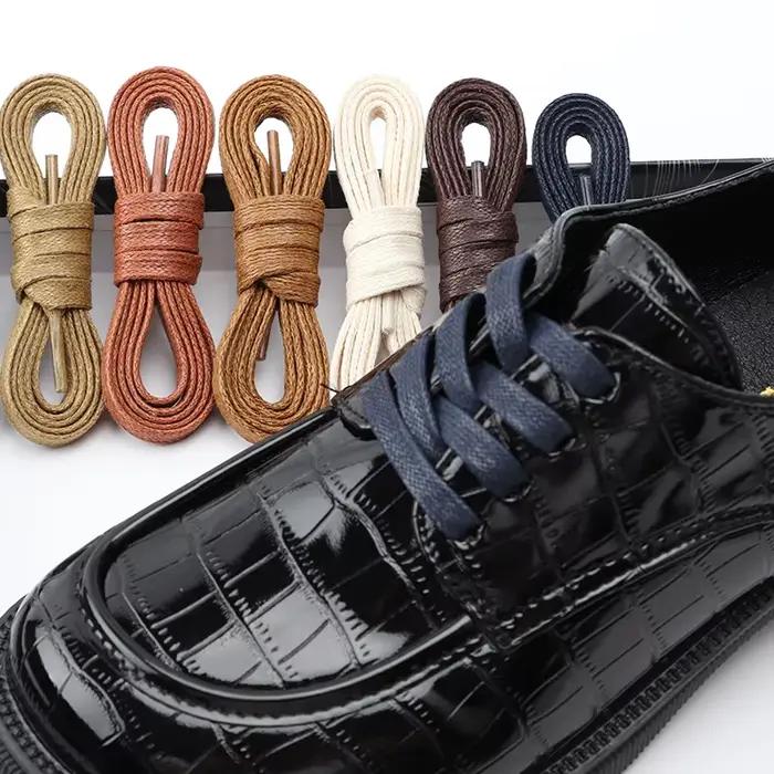 Lacets plats cirés en cuir chaussures décontractées imperméables lacets bottes unisexe longueur de lacet 60 80 100 120 140 160 180 CM 1 paire